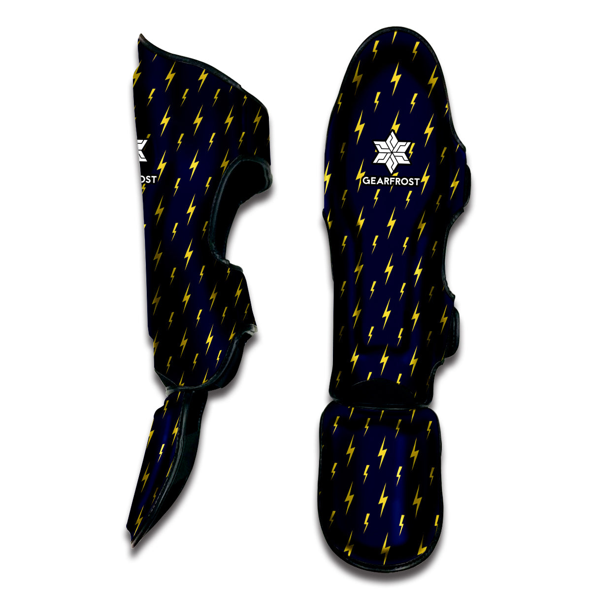 Yellow Lightning Bolts Pattern Print Muay Thai Shin Guard