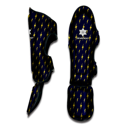 Yellow Lightning Bolts Pattern Print Muay Thai Shin Guard