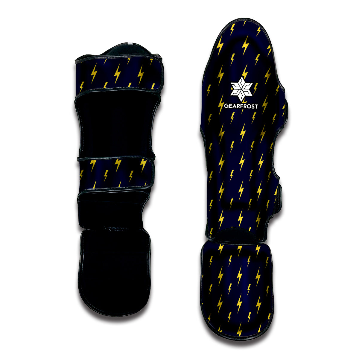 Yellow Lightning Bolts Pattern Print Muay Thai Shin Guard