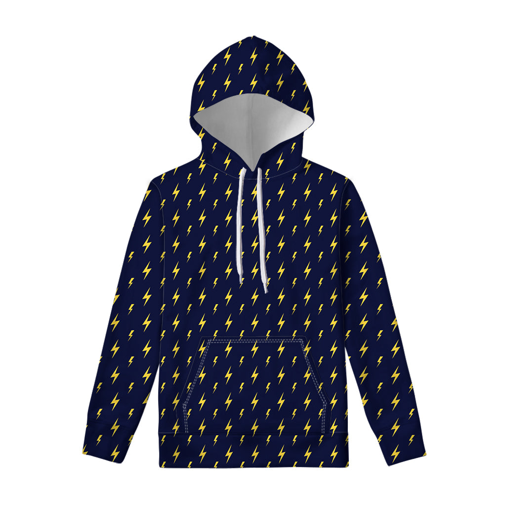 Yellow Lightning Bolts Pattern Print Pullover Hoodie