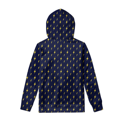 Yellow Lightning Bolts Pattern Print Pullover Hoodie
