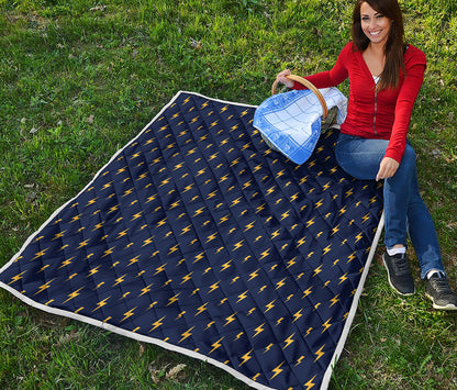 Yellow Lightning Bolts Pattern Print Quilt