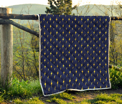 Yellow Lightning Bolts Pattern Print Quilt