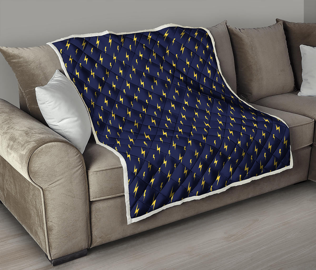 Yellow Lightning Bolts Pattern Print Quilt