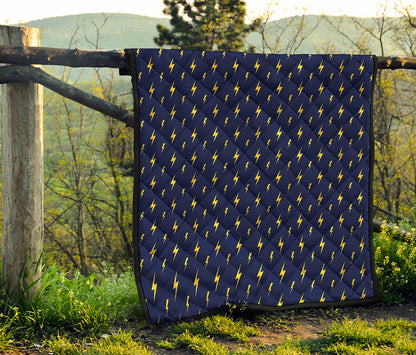 Yellow Lightning Bolts Pattern Print Quilt