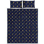 Yellow Lightning Bolts Pattern Print Quilt Bed Set