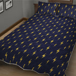 Yellow Lightning Bolts Pattern Print Quilt Bed Set