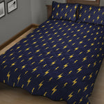 Yellow Lightning Bolts Pattern Print Quilt Bed Set