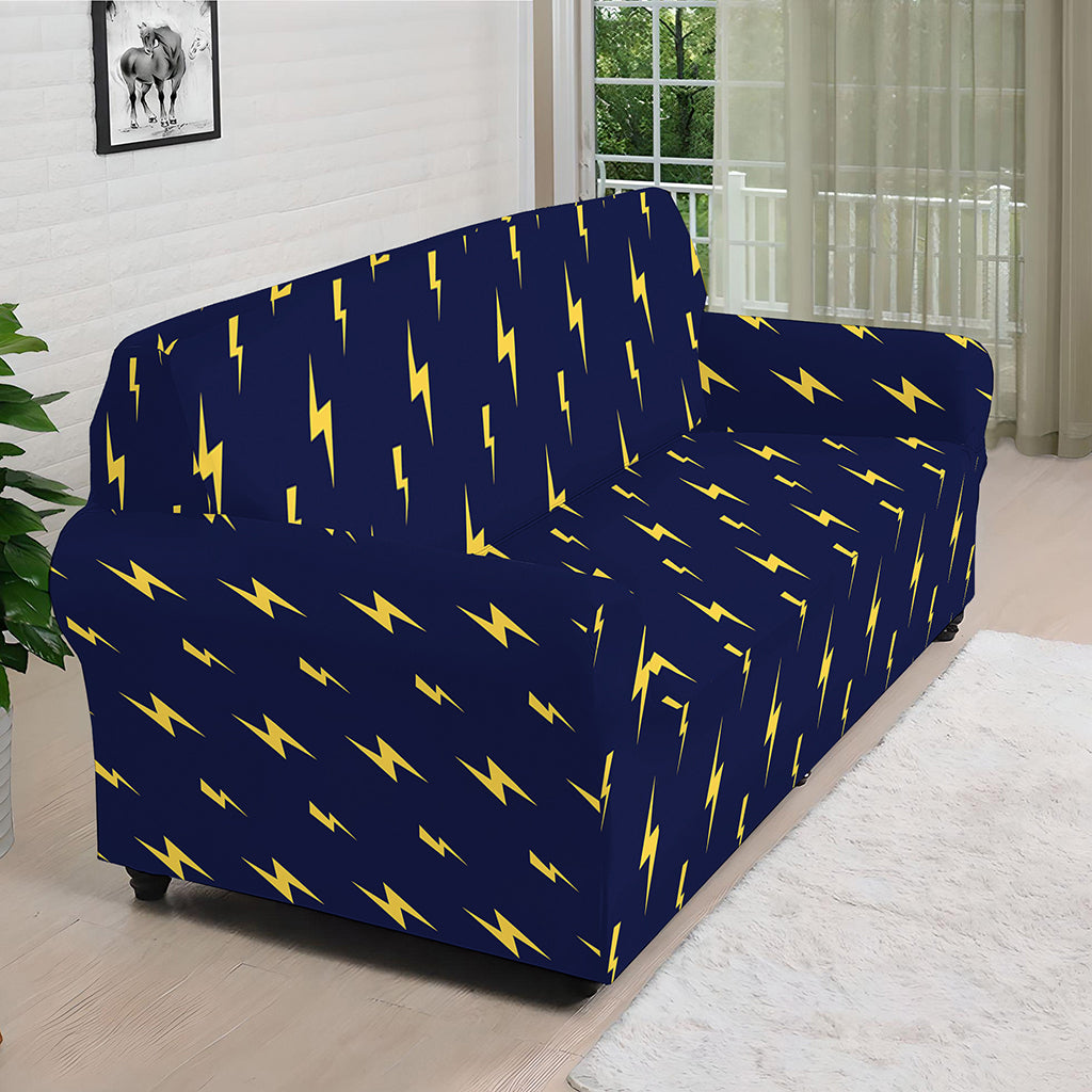 Yellow Lightning Bolts Pattern Print Sofa Cover