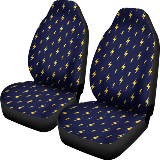 Yellow Lightning Bolts Pattern Print Universal Fit Car Seat Covers