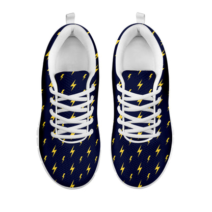 Yellow Lightning Bolts Pattern Print White Sneakers