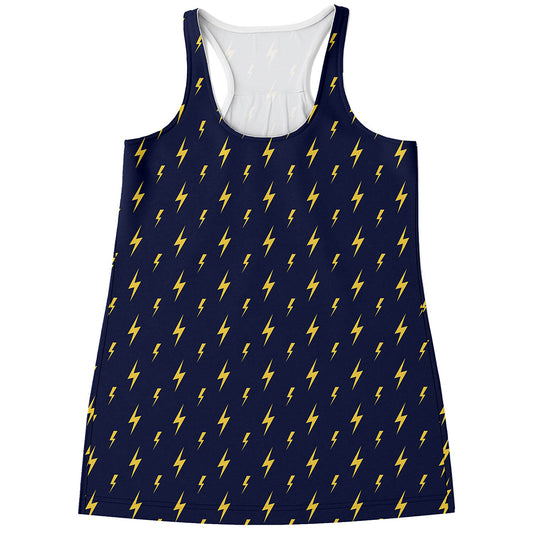 Yellow Lightning Bolts Pattern Print Women's Racerback Tank Top