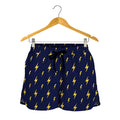 Yellow Lightning Bolts Pattern Print Women's Shorts