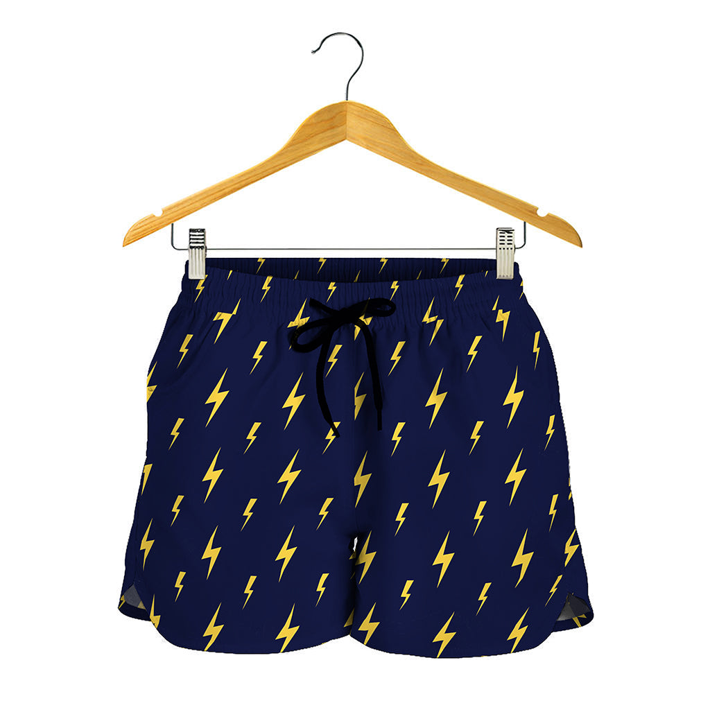 Yellow Lightning Bolts Pattern Print Women's Shorts