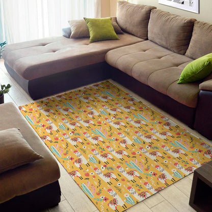 Yellow Llama Pattern Print Area Rug