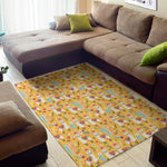 Yellow Llama Pattern Print Area Rug
