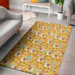 Yellow Llama Pattern Print Area Rug