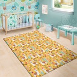 Yellow Llama Pattern Print Area Rug