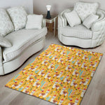 Yellow Llama Pattern Print Area Rug