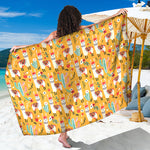 Yellow Llama Pattern Print Beach Sarong Wrap