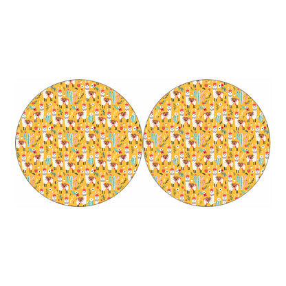 Yellow Llama Pattern Print Car Coasters