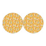 Yellow Llama Pattern Print Car Coasters