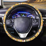 Yellow Llama Pattern Print Car Steering Wheel Cover