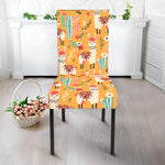 Yellow Llama Pattern Print Dining Chair Slipcover
