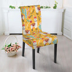 Yellow Llama Pattern Print Dining Chair Slipcover