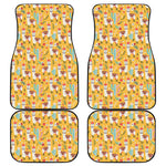 Yellow Llama Pattern Print Front and Back Car Floor Mats