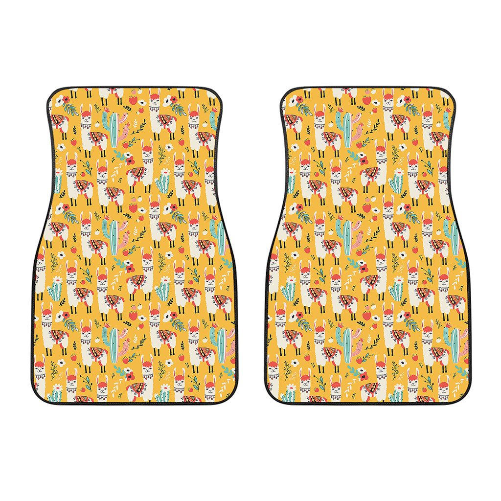 Yellow Llama Pattern Print Front Car Floor Mats