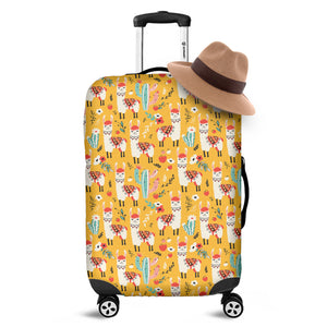 Yellow Llama Pattern Print Luggage Cover