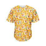 Yellow Llama Pattern Print Men's Baseball Jersey