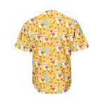 Yellow Llama Pattern Print Men's Baseball Jersey