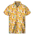 Yellow Llama Pattern Print Men's Short Sleeve Shirt