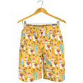 Yellow Llama Pattern Print Men's Shorts