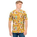 Yellow Llama Pattern Print Men's T-Shirt