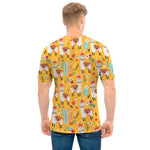 Yellow Llama Pattern Print Men's T-Shirt