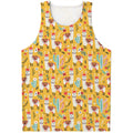Yellow Llama Pattern Print Men's Tank Top