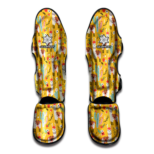 Yellow Llama Pattern Print Muay Thai Shin Guard