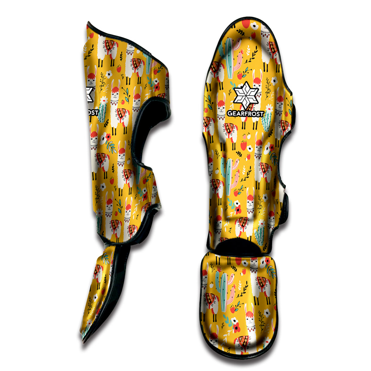 Yellow Llama Pattern Print Muay Thai Shin Guard