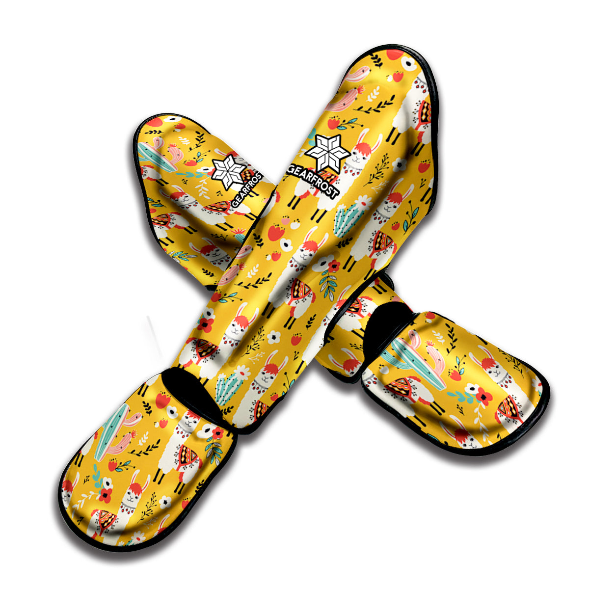 Yellow Llama Pattern Print Muay Thai Shin Guard