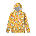 Yellow Llama Pattern Print Pullover Hoodie