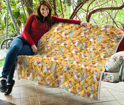 Yellow Llama Pattern Print Quilt