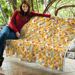 Yellow Llama Pattern Print Quilt