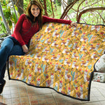 Yellow Llama Pattern Print Quilt