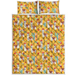 Yellow Llama Pattern Print Quilt Bed Set
