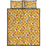 Yellow Llama Pattern Print Quilt Bed Set
