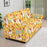 Yellow Llama Pattern Print Sofa Cover