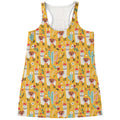 Yellow Llama Pattern Print Women's Racerback Tank Top
